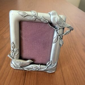 Vintage Seagull Pewter Bird Photo Frame Canada 1992 Small 3x4 Ornate Cottagecore